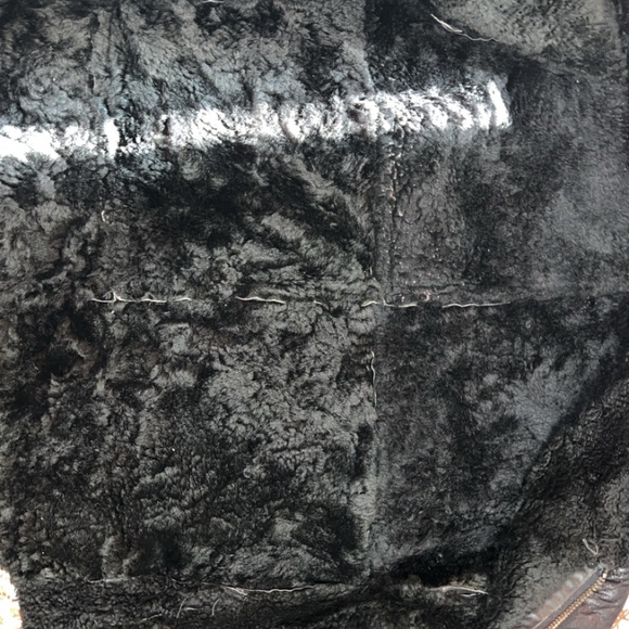 Vintage Genuine Black Shearling Leather Coat | Luxe Aviator Style | Size L - Picture 6 of 7